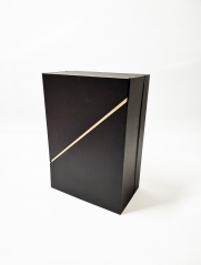 FSC Black texture paper Double door Shaped wine box