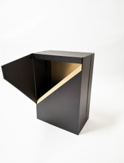 FSC Black texture paper Double door Shaped wine box