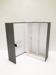 FSC Gray special paper book type magnetic turnover wine box