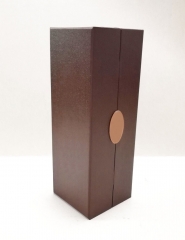 Brown special paper double door metal logo Wine boxes
