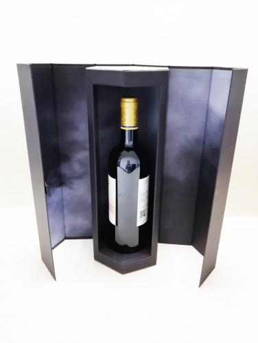 FSC Black recyclable paper hexagon wine boxes