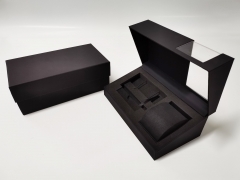 FSC Transparent acrylic black Soft touch paper EVA Inner tray strap set case Watch boxes