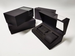 FSC Transparent acrylic black Soft touch paper EVA Inner tray strap set case Watch boxes