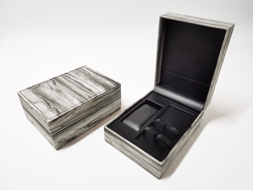 Hand Interchangeable Strap Box Black Wood grain PU leather Exhibition Set Watch boxes