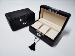 MDF Medium density fiberboard Black Leather Keychain Three watch suit Watch storage boxes