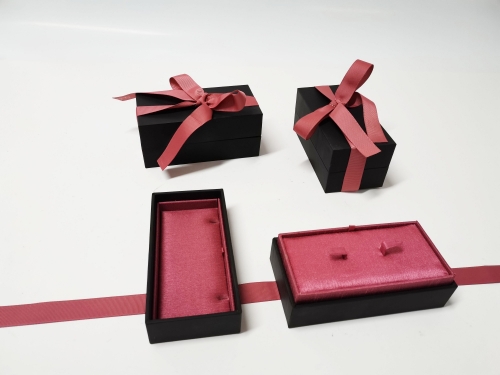 Branded logo printing mini ring pack ribbon closure jewelry packaging box velvet insert