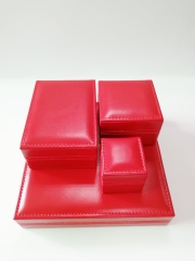 Red PU leather velvet ring earrings bracelet necklace jewelry box