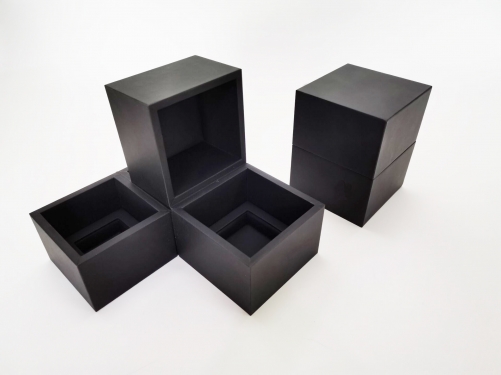 FSC Customized Black glossy paper flip perfume box