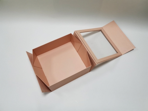 FSC Pink printing paper color open window Folding gift box