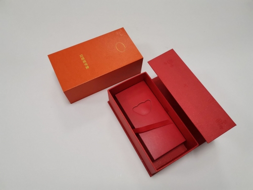 Book style open magnetic red Special paper New Year gift box