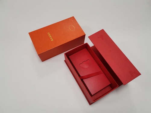 FSC Book style open magnetic red Special paper New Year gift box