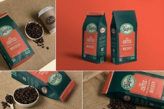 White kraft paper printed color coffee packaging bag